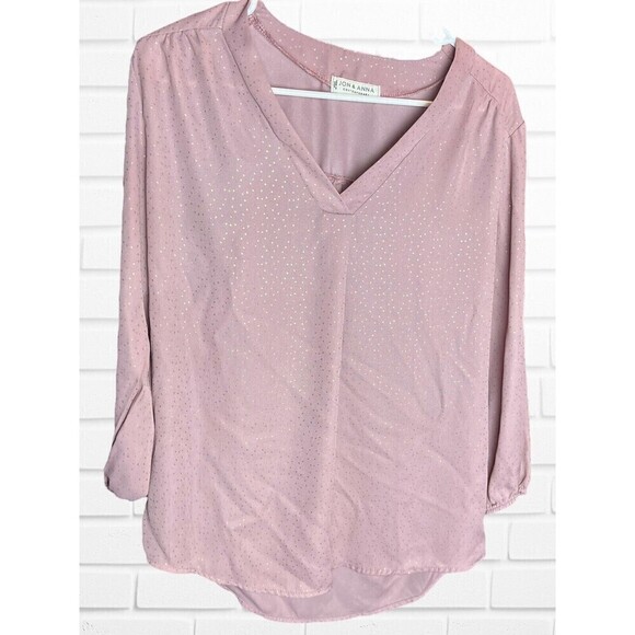 Jon & Anna‎ Contemporary Pink Gold Sparkle Blouse Size Large - Picture 1 of 8